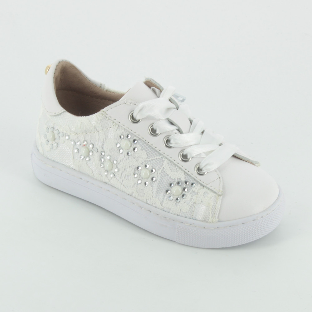 sneakers bianche con perle